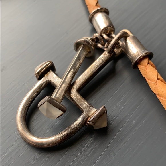 Hermes Style Sterling and Cord Double Wrap Necklace - Picture 3 of 3